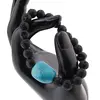 Bratara pentru barbati Roca vulcanica sfere 8mm si Turcoaz pe elastic, imagine 3