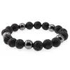 Bratara pentru barbati Roca vulcanica si Hematit sfere 10mm pe elastic, imagine 2
