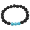 Bratara pentru barbati Roca vulcanica si Turcoaz sfere 8mm pe elastic