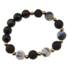 Bratara pentru barbati Sodalit, Obsidian si Roca vulcanica sfere 10mm pe elastic