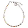 Bratara Perle de cultura albe lunguiete, Mix cristale si charm moneda din argint 925