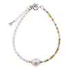 Bratara Perle de cultura albe lunguiete, Mix cristale si charm stea din argint 925