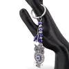 Breloc feng shui cu Bufnita, simbolul Hamsa si ochi protectori - 12cm, imagine 2