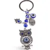 Breloc feng shui cu Bufnita, simbolul Hamsa si ochi protectori - 12cm
