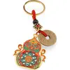 Breloc feng shui Wu Lou cu floare de lotus si sapte Buddha protectori, 11cm