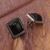Cercei dreptunghiulari cu surub Obsidian si montura model grecesc, 16mm, imagine 2