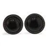 Cercei rotunzi cu surub Obsidian si montura model grecesc, 17mm