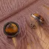 Cercei rotunzi cu surub Ochi de tigru si montura model grecesc, 17mm, imagine 2