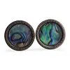 Cercei rotunzi cu surub Scoica Abalone si montura model grecesc, 17mm