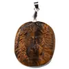 Pandantiv Ochi de tigru figurina gravata cap de leu, 37mm