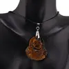 Pandantiv Ochi de tigru figurina gravata Buddha vesel, 38mm, imagine 2
