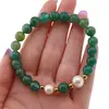 Bratara pe elastic Perle de cultura, bumbi aurii si Aventurin sfere 8mm, imagine 4