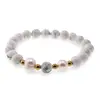 Bratara pe elastic Perle de cultura, bumbi aurii si Howlit sfere 8mm, imagine 2
