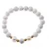 Bratara pe elastic Perle de cultura, bumbi aurii si Howlit sfere 8mm