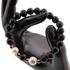 Bratara pe elastic Perle de cultura, bumbi aurii si Obsidian auriu sfere 8mm, imagine 3