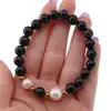 Bratara pe elastic Perle de cultura, bumbi aurii si Obsidian auriu sfere 8mm, imagine 4