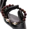 Bratara pe elastic Perle de cultura, bumbi aurii si Obsidian mahon sfere 8mm, imagine 3
