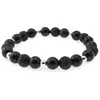 Bratara pentru barbati Obsidian auriu, Roca vulcanica sfere 8mm si elemente argintii pe elastic, imagine 2