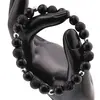 Bratara pentru barbati Obsidian auriu, Roca vulcanica sfere 8mm si elemente argintii pe elastic, imagine 3