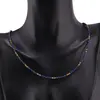 Colier Lapis lazuli si Granat hessonit sfere microfatetate 2mm cu inox auriu, imagine 2