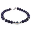 Bratara Lapis lazuli sfere 6mm cu Ochi protector si bumbi inox argintiu, imagine 2