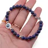 Bratara Lapis lazuli sfere 6mm cu Ochi protector si bumbi inox argintiu, imagine 4
