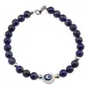 Bratara Lapis lazuli sfere 6mm cu Ochi protector si bumbi inox argintiu