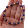 Bratara Lapis Lazuli sfere 6mm, Cuart roz discuri fatetate 4mm si inox auriu, imagine 4