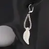 Cercei cu agatatoare Cuart rutilat sfere fatetate 3mm si pana din Sidef alb cu Argint 925, imagine 3