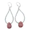 Cercei cu agatatoare Larimar sfere microfatetate 2mm si Rodocrozit brioleta 15mm cu Argint 925