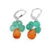 Cercei cu agatatoare Onix verde briolete fatetate 6mm si Carneol briolete fatetate 10mm cu Argint 925