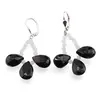Cercei cu agatatoare Turmalina neagra briolete fatetate 12mm si Piatra lunii sfere fatetate 3mm cu Argint 925