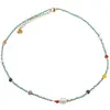 Colier Turcoaz sfere microfatetate 2mm si mix cristale cu inox auriu