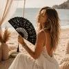 Evantai negru din dantela, accesoriu elegant pentru evenimente si tinute speciale, imagine 2