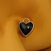Pandantiv inima fatetata din Obsidian cu montura aurie, 23mm, imagine 2