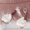 Cercei cu agatatoare Perle de cultura Baroque si Rubin sfere fatetate 4mm cu Argint 925, imagine 2