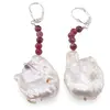 Cercei cu agatatoare Perle de cultura Baroque si Rubin sfere fatetate 4mm cu Argint 925