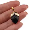 Pandantiv ghinda fatetata din Obsidian cu montura aurie, 27mm, imagine 3
