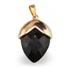 Pandantiv ghinda fatetata din Obsidian cu montura aurie, 27mm