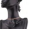 Set pandantiv si cercei cu agatatoare ciorchine Obsidian fulg de nea, imagine 2