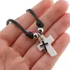 Colier reglabil cu pandantiv cruce din Sidef cu element negru, 22mm, imagine 3