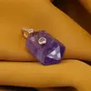Pandantiv Ametist fatetat cu elemente aurii si zirconiu, 24mm, imagine 2
