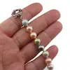 Colier Perle de Mallorca multicolore pastelate cu noduri, 8mm, imagine 3