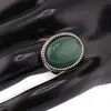 Inel reglabil Aventurin oval cu montura striata, 22mm, imagine 2