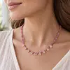 Colier Turmalina roz diamond cut 3mm si briolete din Cuart roz cu argint 925 – imagine de prezentare în context