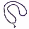 Colier mantra mala cu ametist si argint 925 – produs pe fundal alb