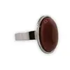 Inel reglabil Goldstone maro oval cu montura din inox, 22mm, imagine 2
