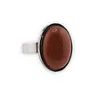 Inel reglabil Goldstone maro oval cu montura din inox, 22mm