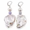 Cercei cu agatatoare Perle de cultura Baroque si Angelit sfere 6mm cu Argint 925 – produs pe fundal alb