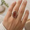 Inel reglabil Goldstone maro oval cu montura din inox, 22mm – imagine de prezentare în context